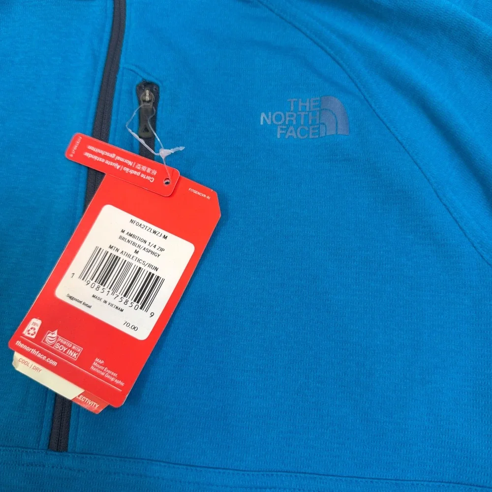 The North Face Ambition 1/4 Zip Blue Mens Running Pullover NFOA2TLWZJ M